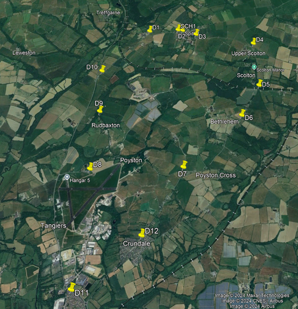 Figure 3-1  Community Monitoring Positions D1-D12 and SCH1