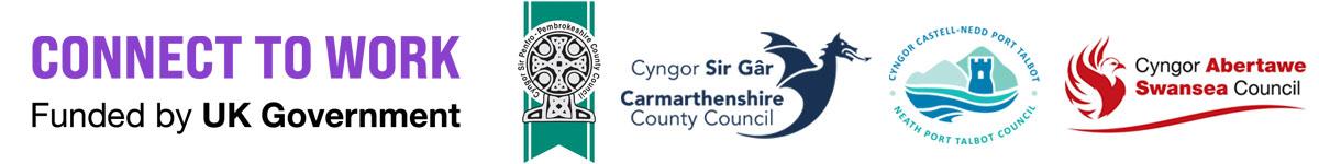 County Council logos and connect to work logo