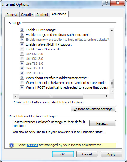 TLS security Internet Explorer